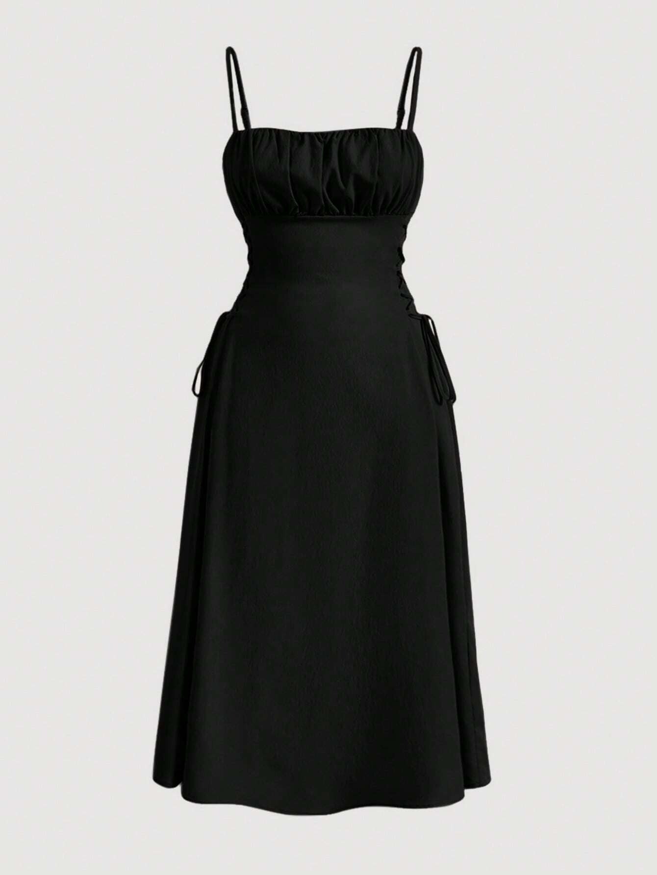 Sexy Sleeveless Strap Dress with Belted Waist, Pure Color, Bodycon Silhouette Casual Wear