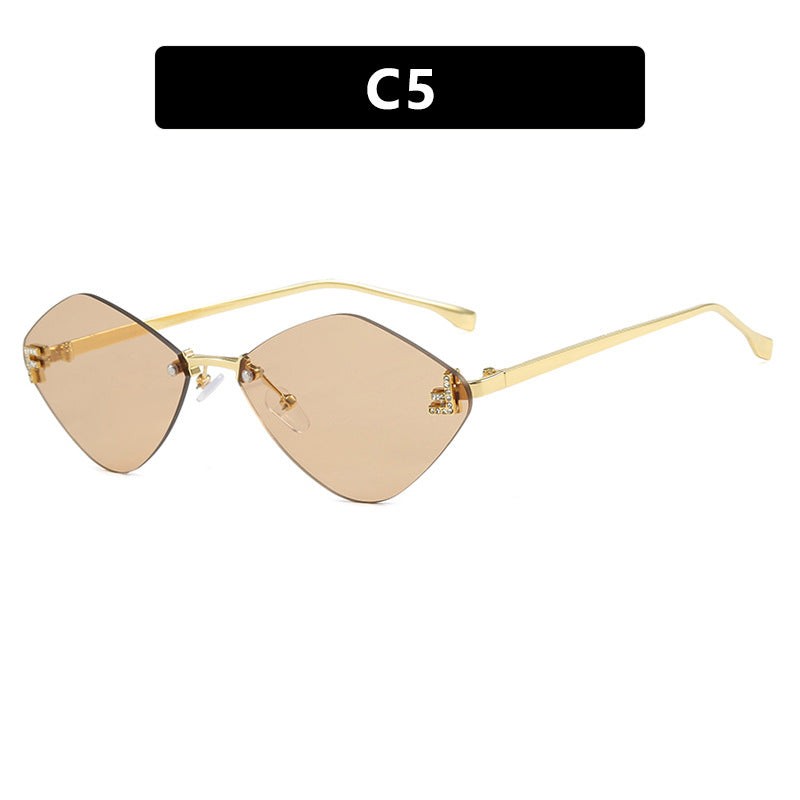Frameless diamond shaped sunglasses