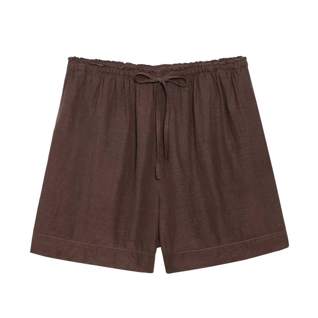 "Sahara "Espresso Off the Shoulder Bardot Balloon Sleeve Two-Piece Set