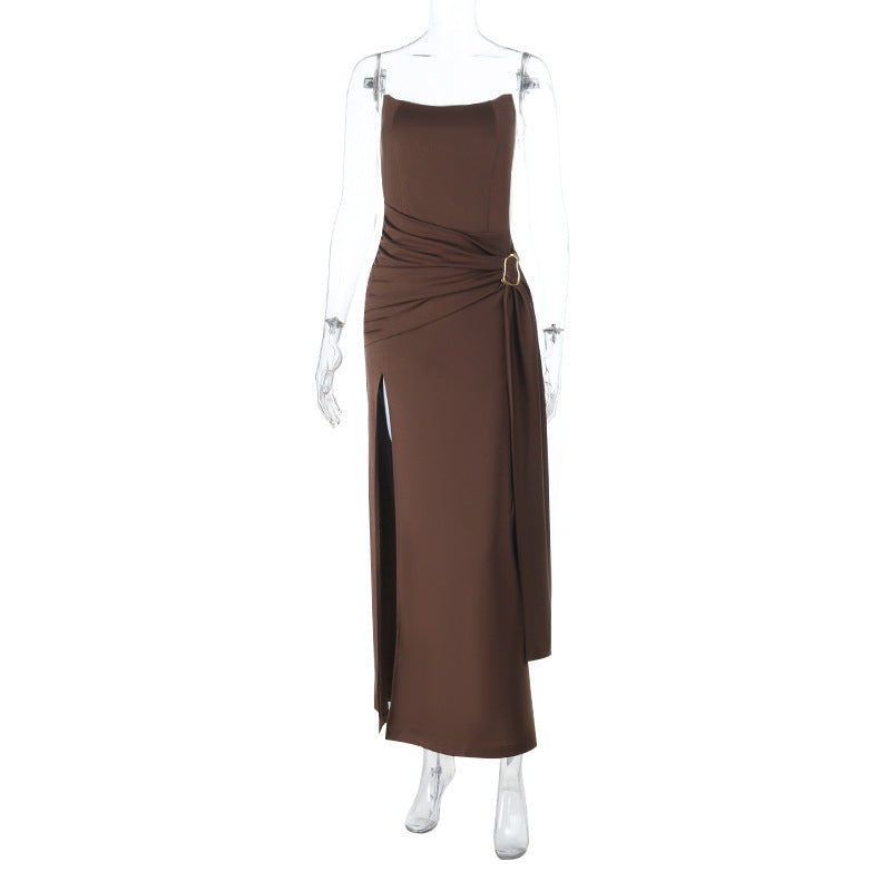 Emilie high Slit Ribbon Boned Strapless Dress
