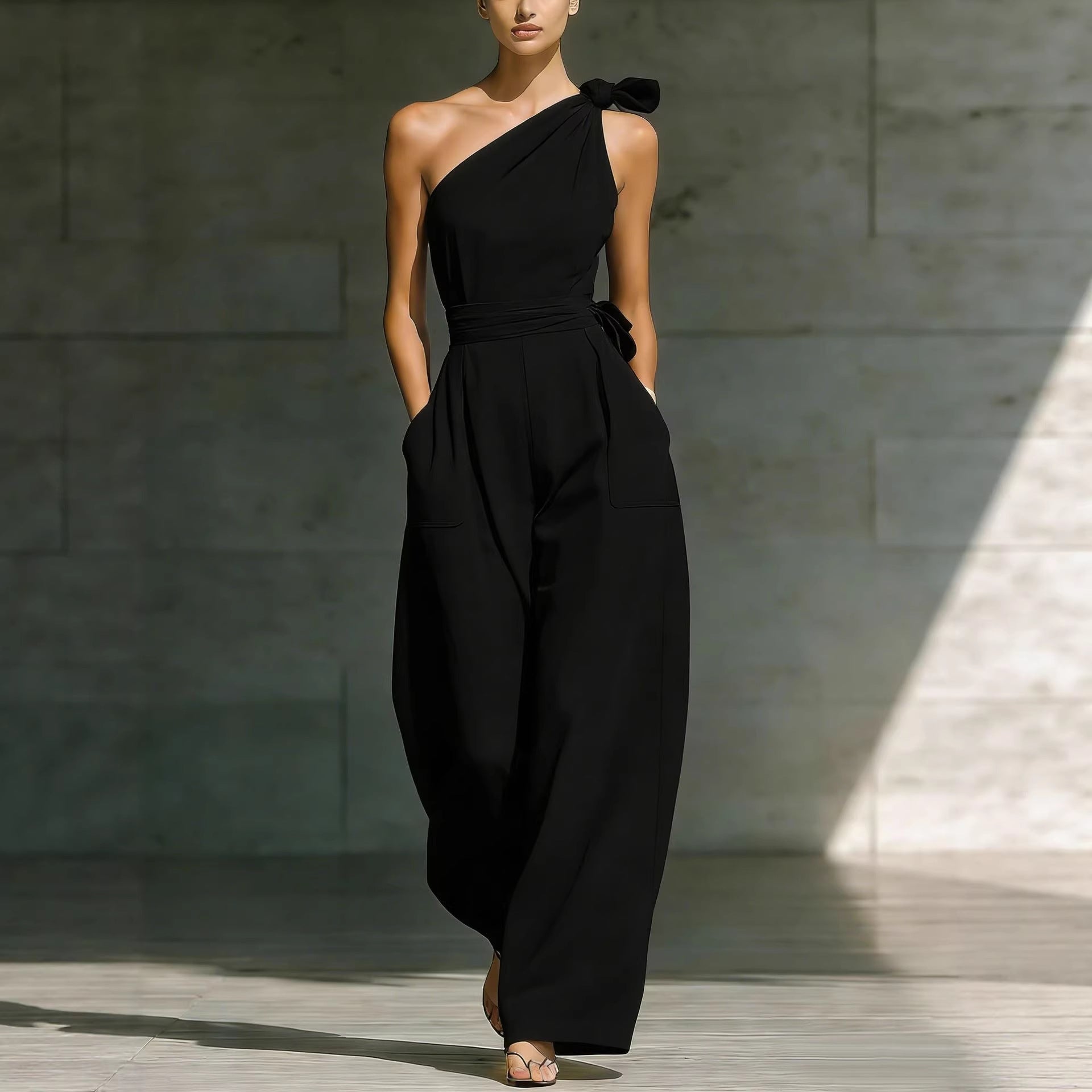Danielle Sleeveless shoulder cinched jumpsuit