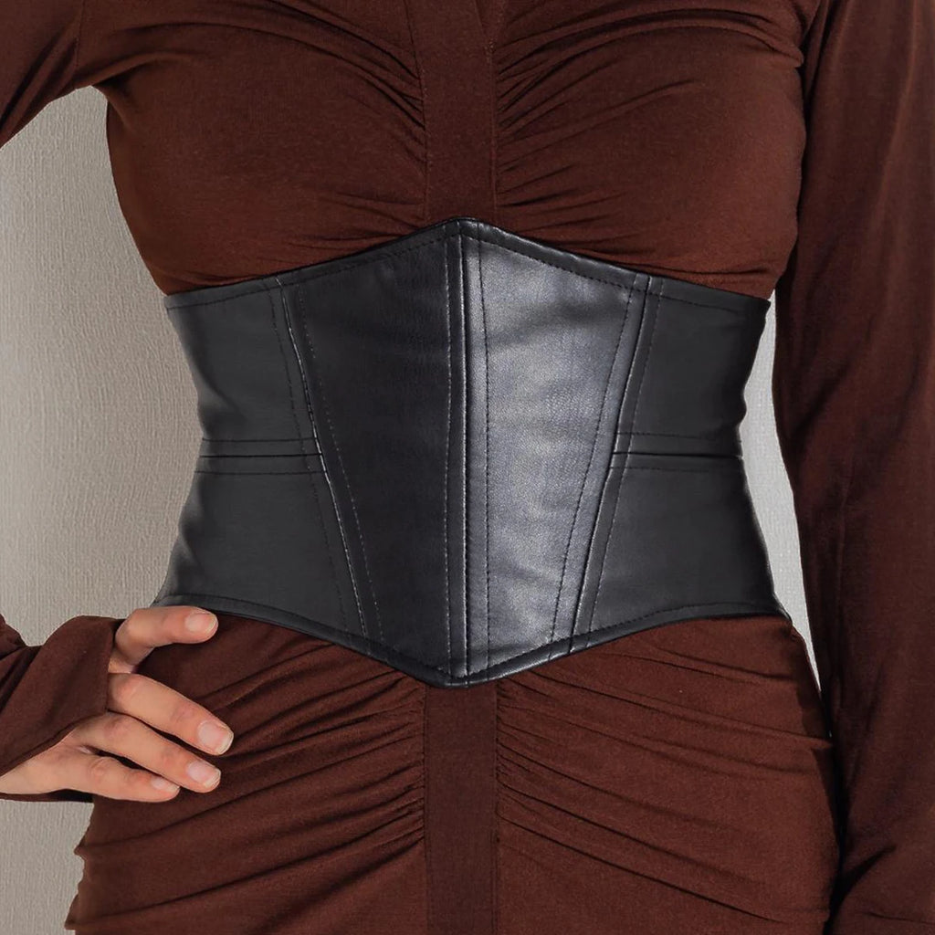 Plus Size Soft Leather "City Girl" Moto-Core Corset Wrap