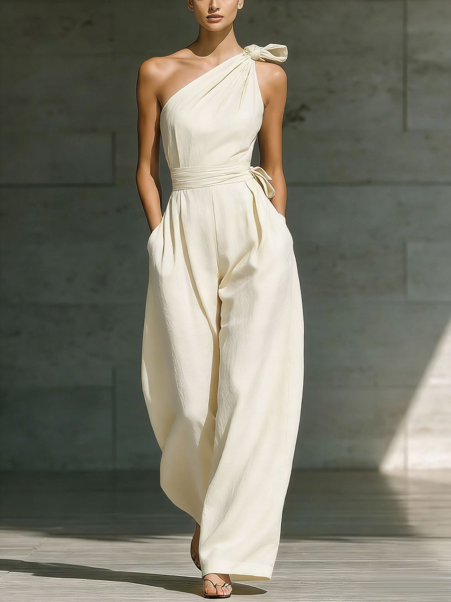 Danielle Sleeveless shoulder cinched jumpsuit