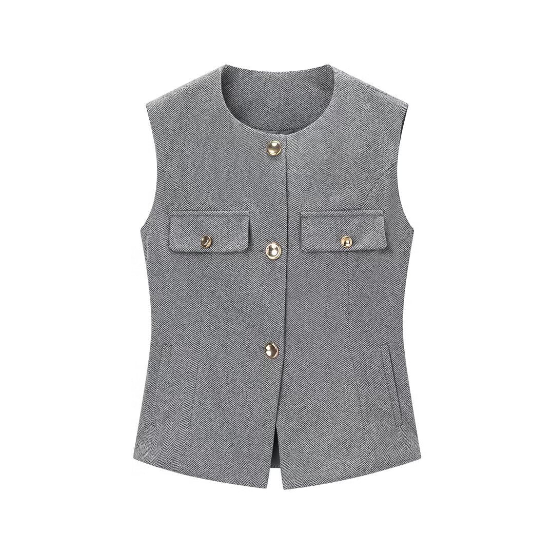 Herringbone A-line vest+flared leggings