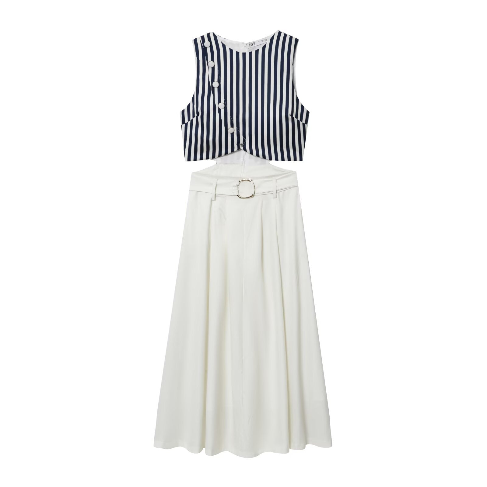 Lisa Linen waist belt patchwork dress