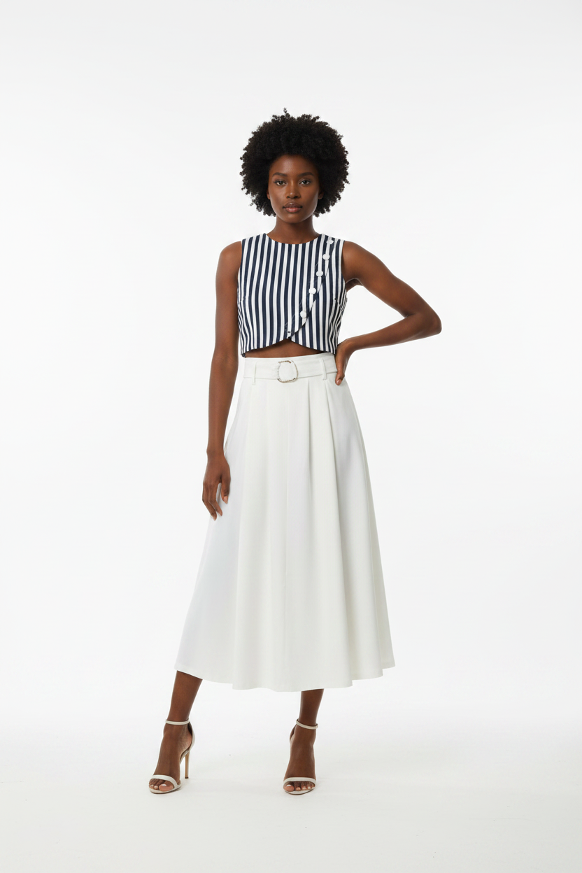 Lisa Linen waist belt patchwork dress