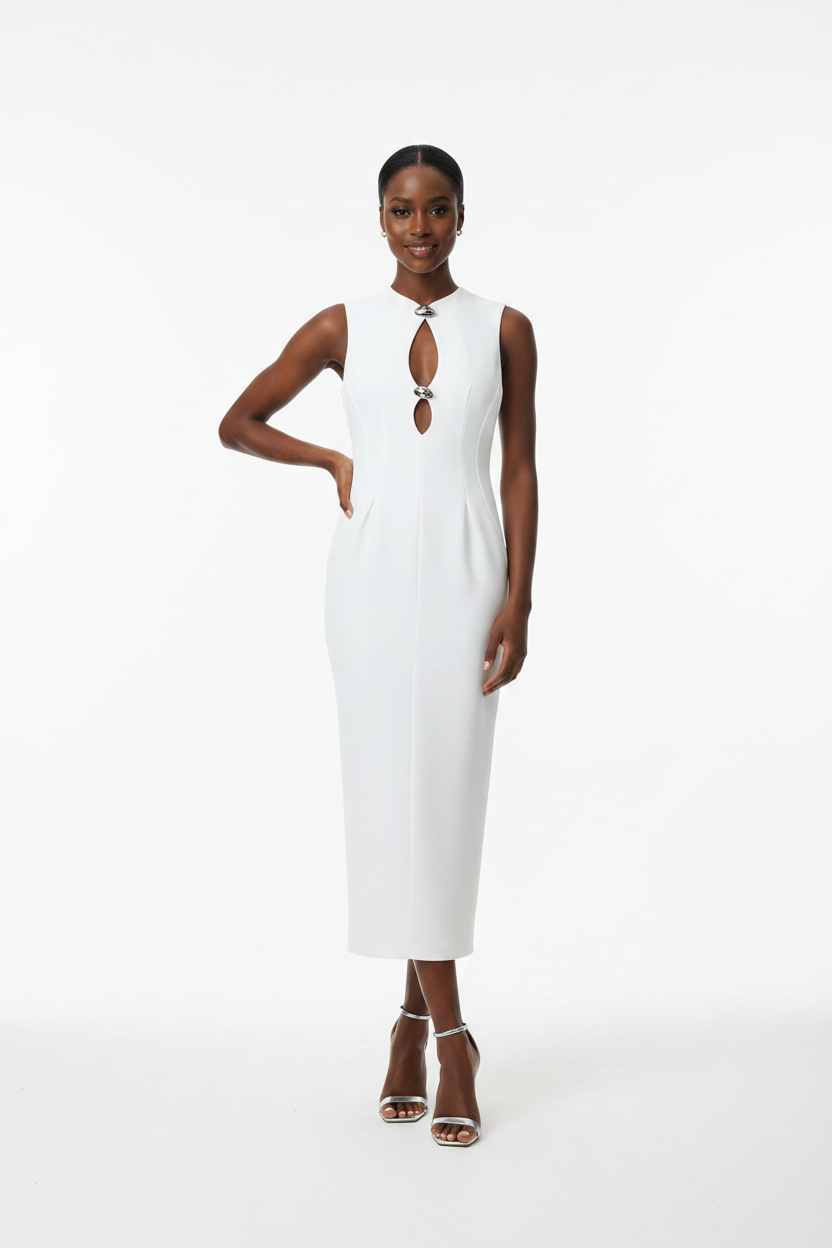Katheide Elegant sleeveless hollow ripple dress