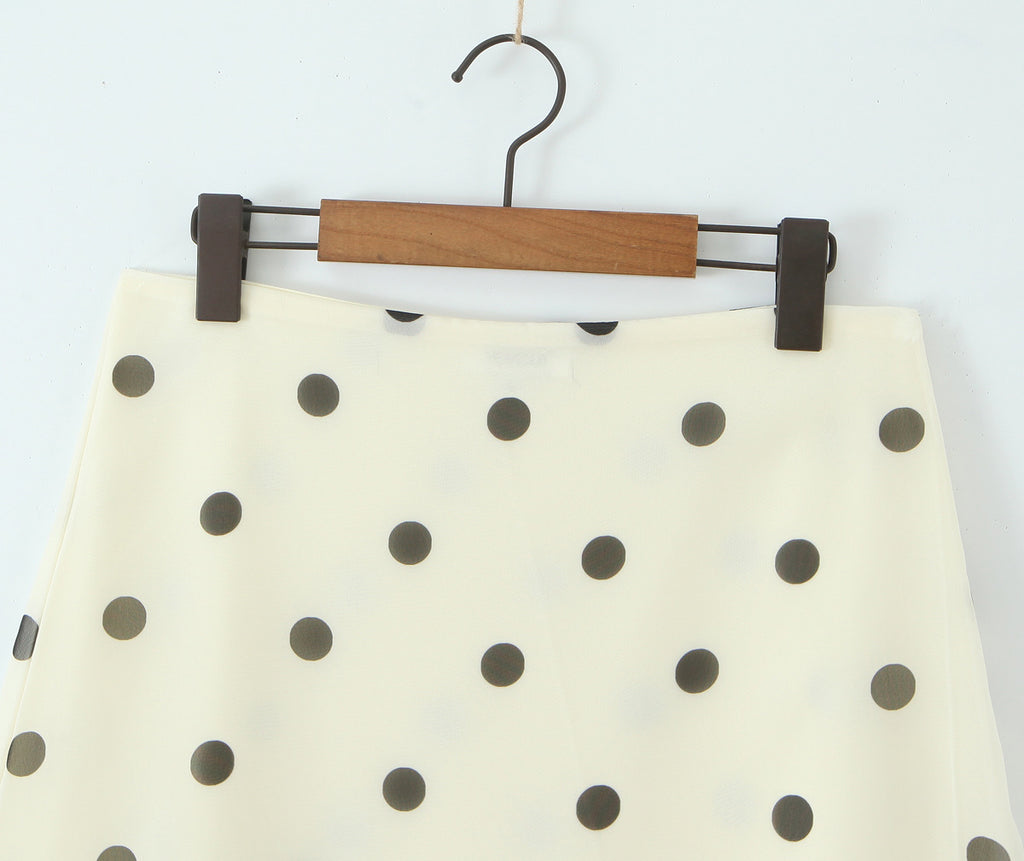 Wave Point Low Waist A Swinging Mid length Skirt