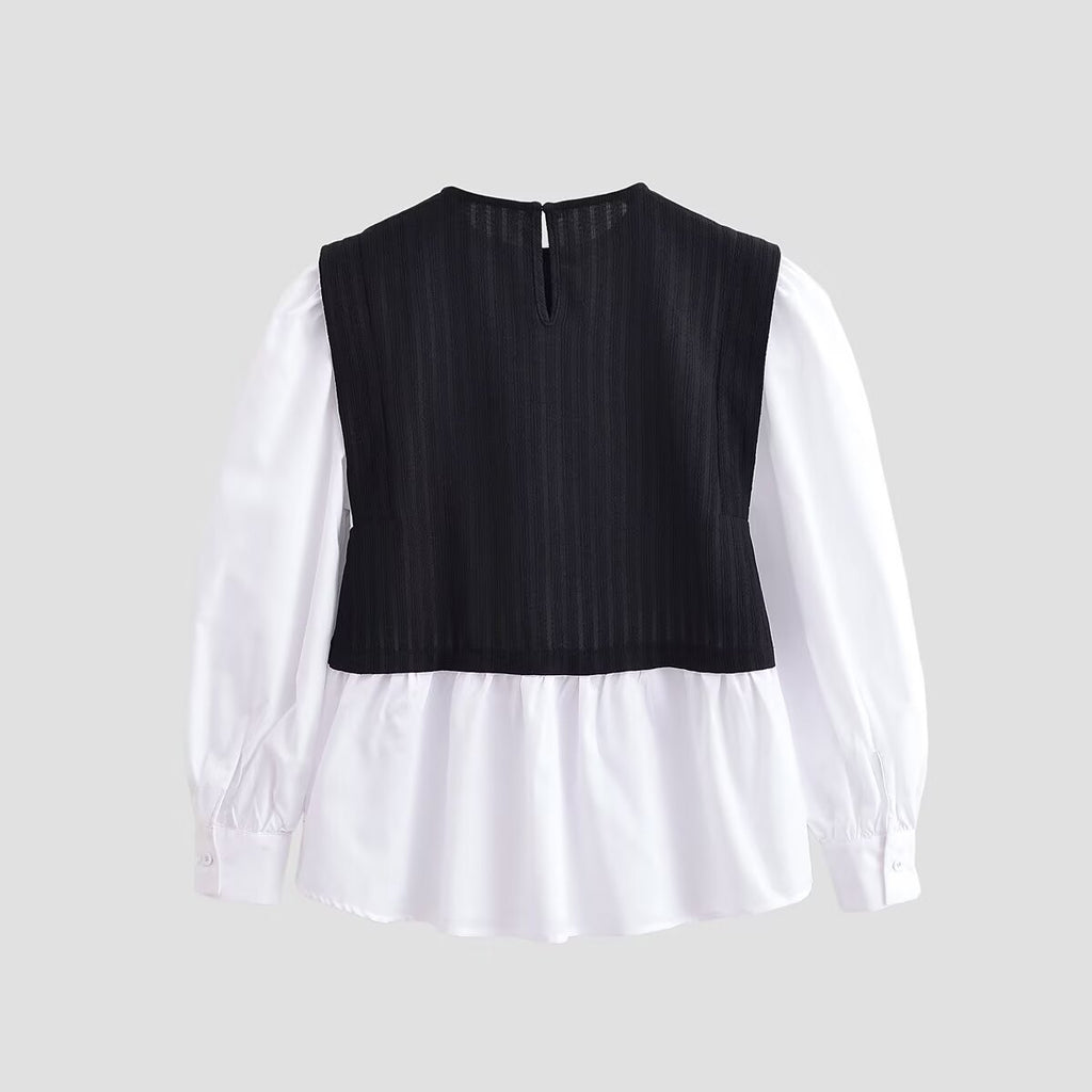 The Monochrome Bishop-Sleeve Vest Top