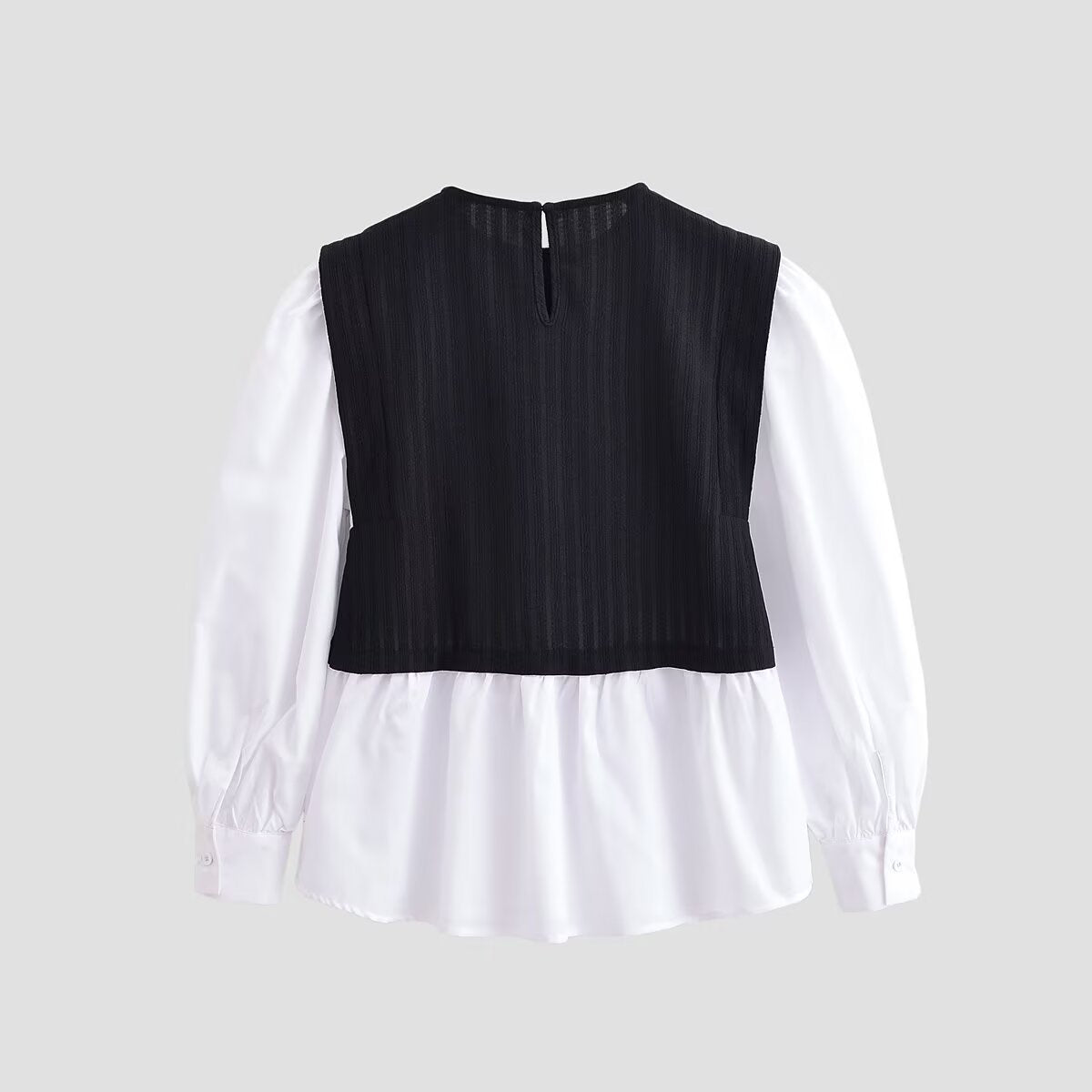 The Monochrome Bishop-Sleeve Vest Top