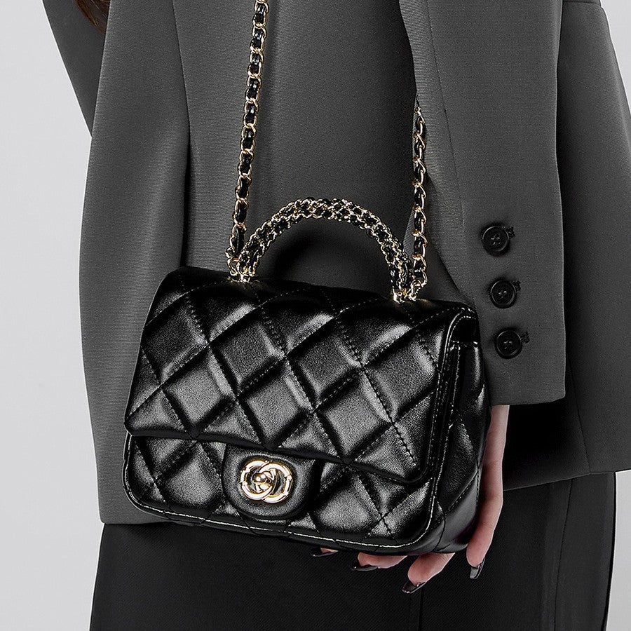 Luna Metal chain diamond grid handbag