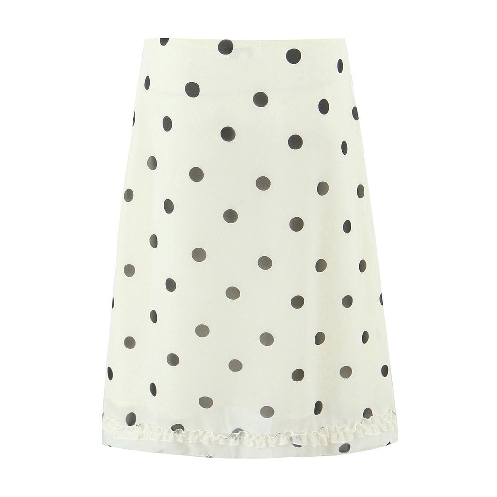 Wave Point Low Waist A Swinging Mid length Skirt