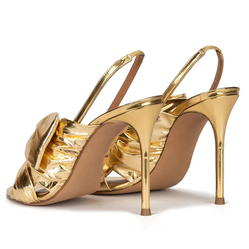 St Tropez High Heel Golden Fish Mouth Sandals