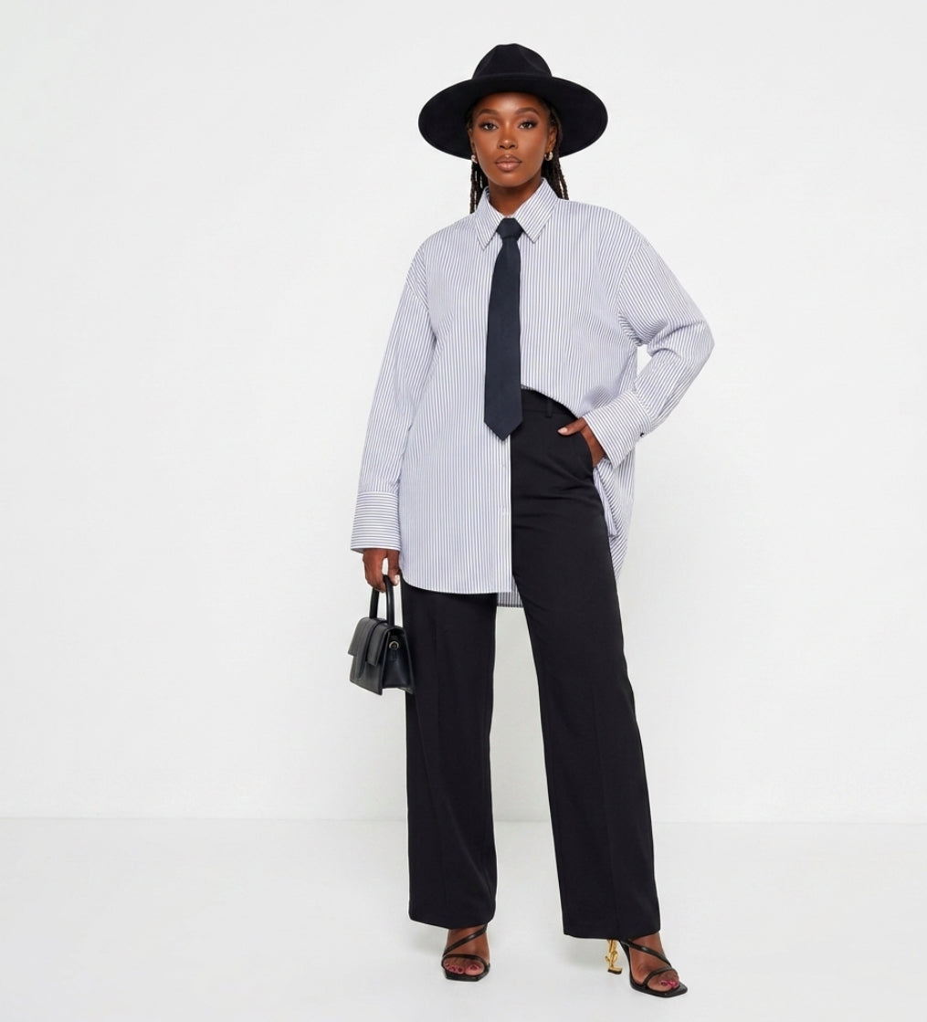 Tie decoration poplin casual shirt