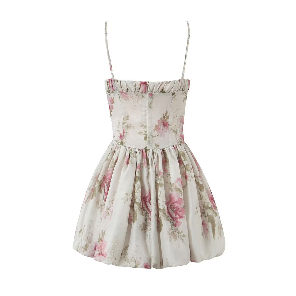 Chic Rose Print Mini Dress  Fashionable and Versatile Design