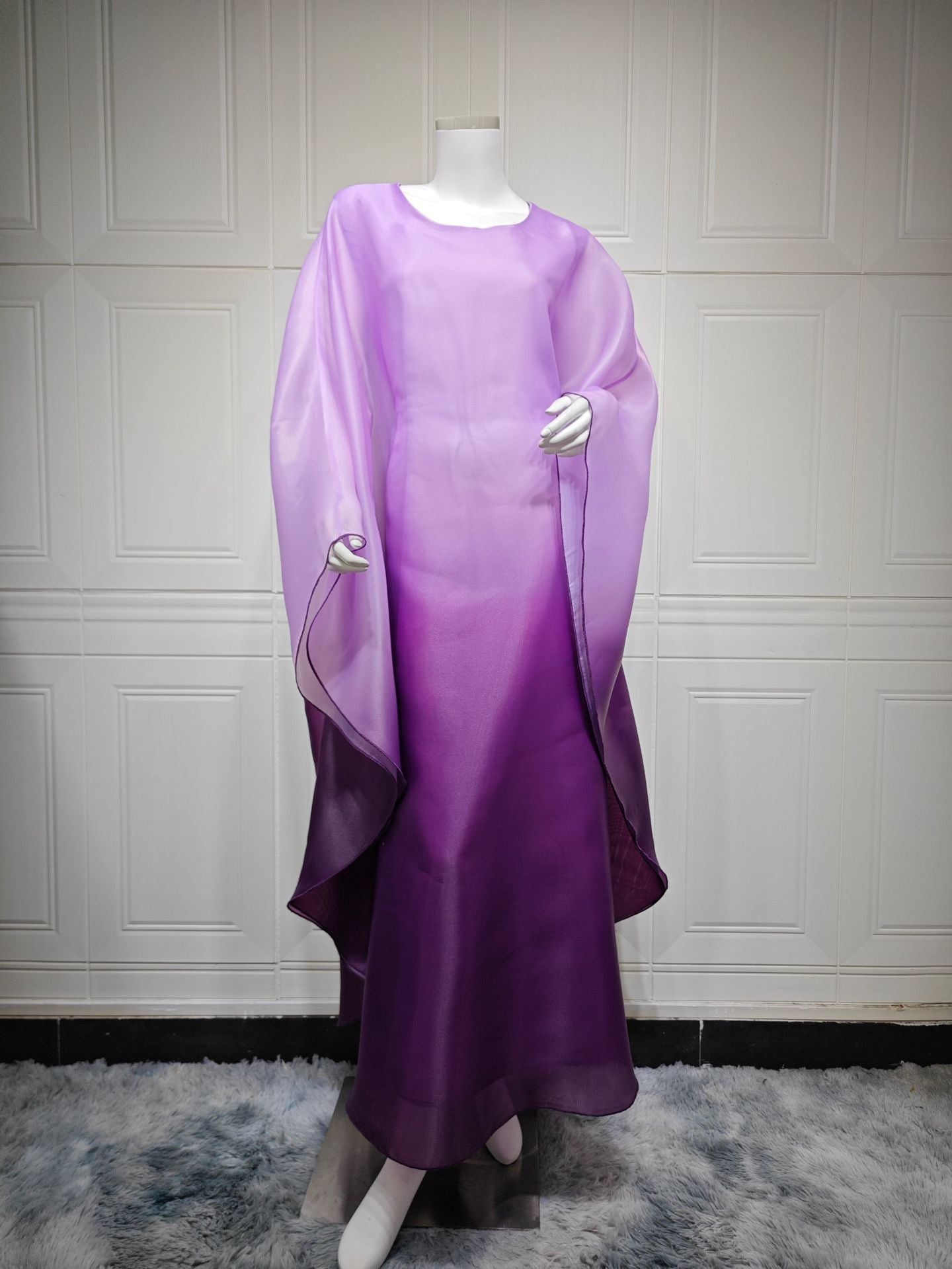 Gradient Satin  One Size Loose Fit with Cinched Waist Dress