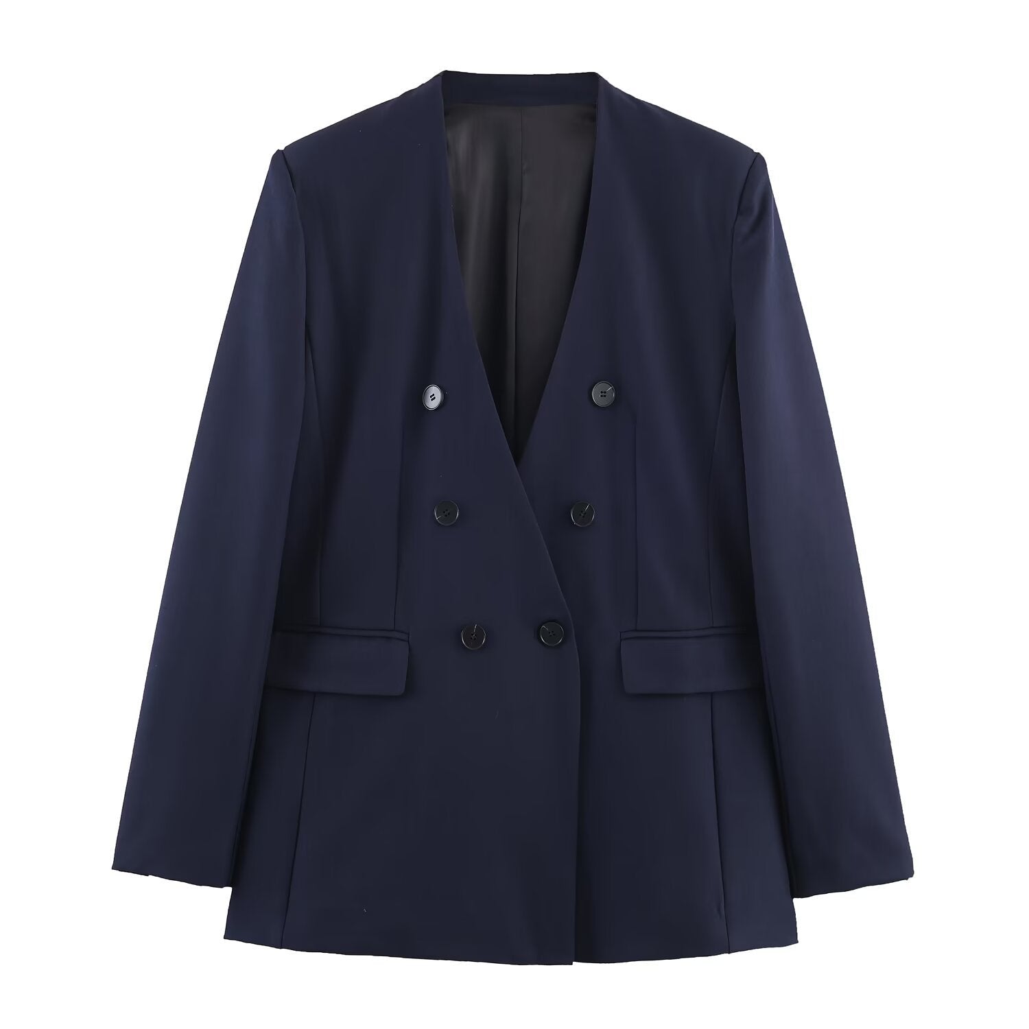 Collarless suit jacket+pants set