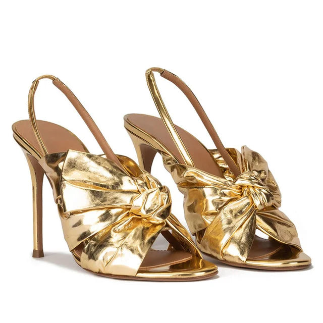 St Tropez High Heel Golden Fish Mouth Sandals