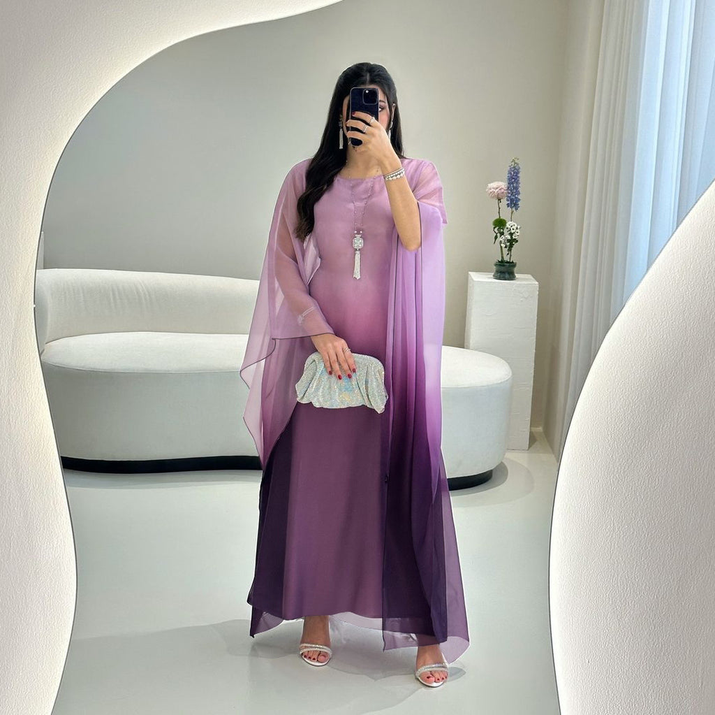 Gradient Satin  One Size Loose Fit with Cinched Waist Dress