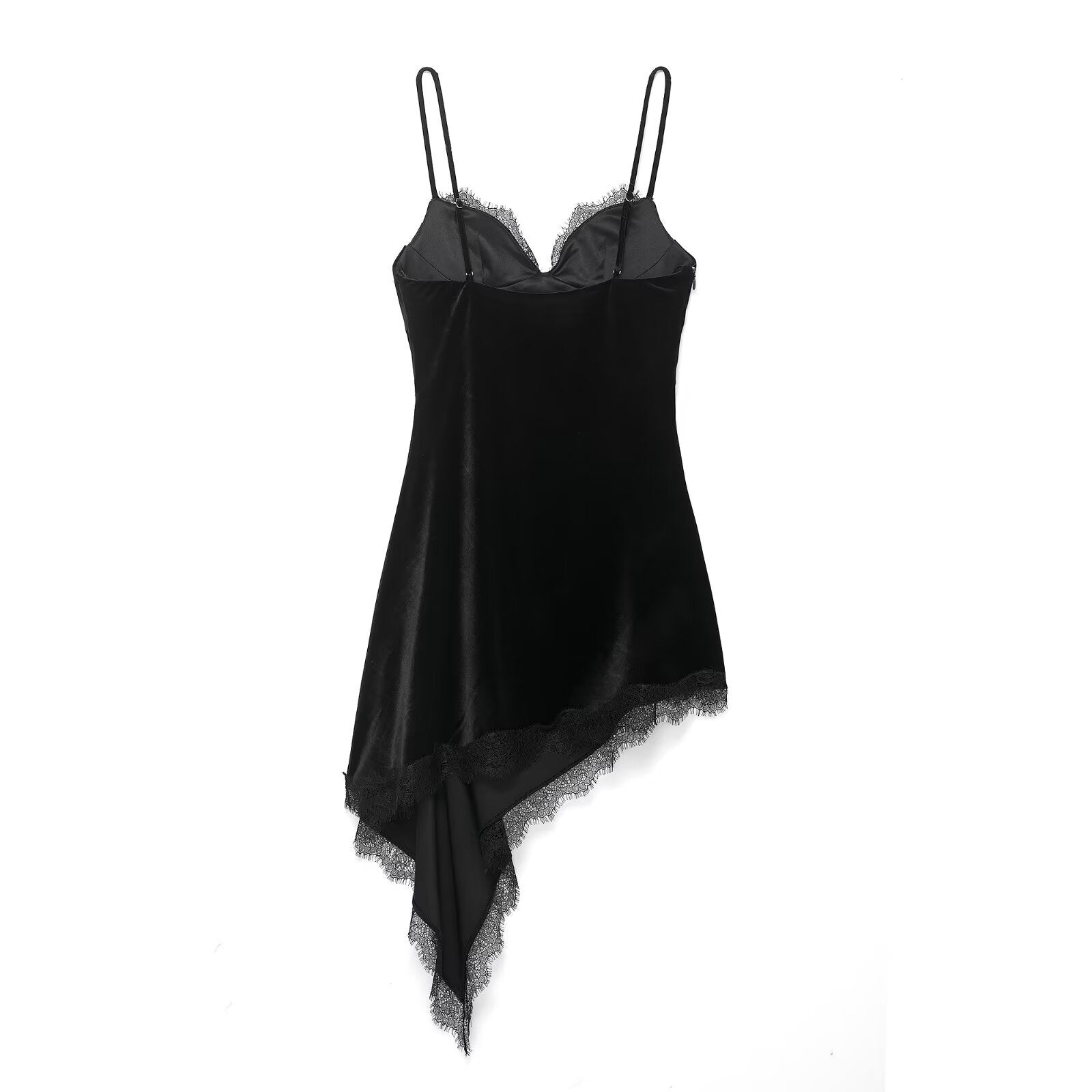 Style New Women's Fashion Asymmetric Lace Velvet Dress