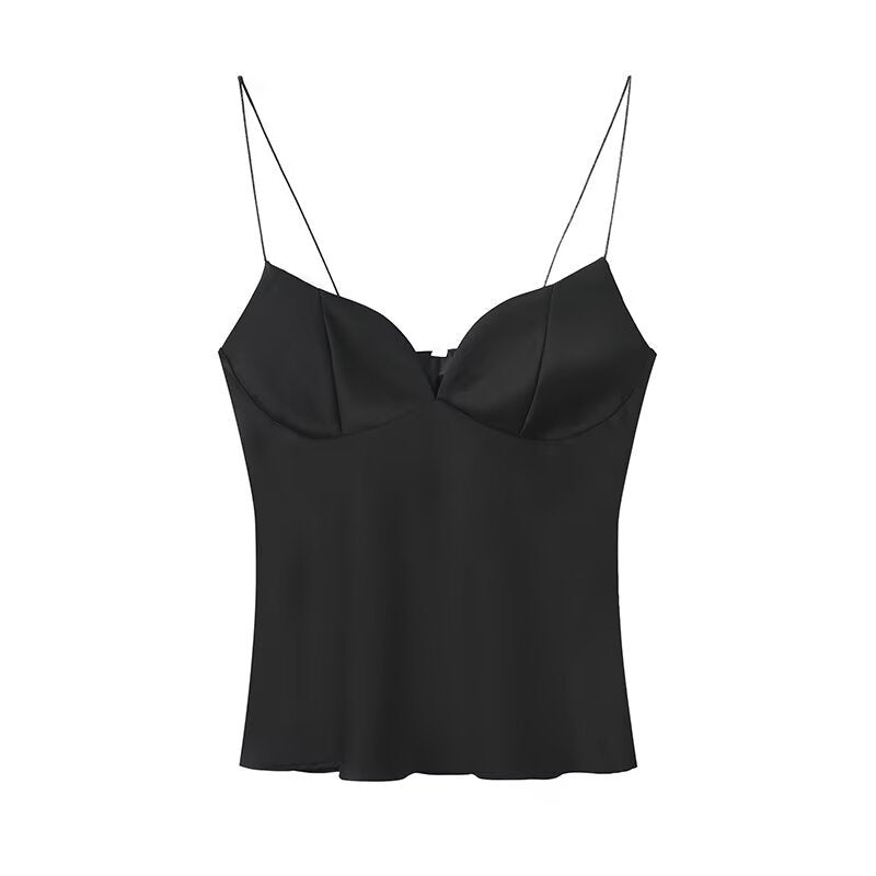 Annie Hot girl heart-shaped collar silk suspender top