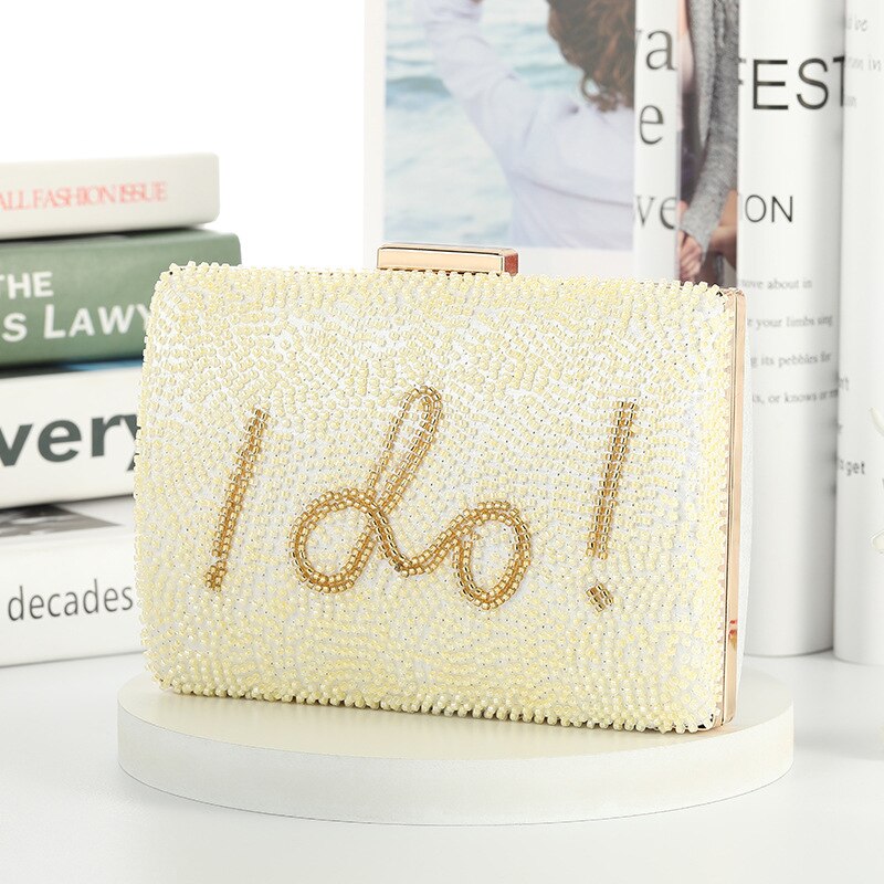 Tiya Wedding White Clutch I Do Letter Evening Bag