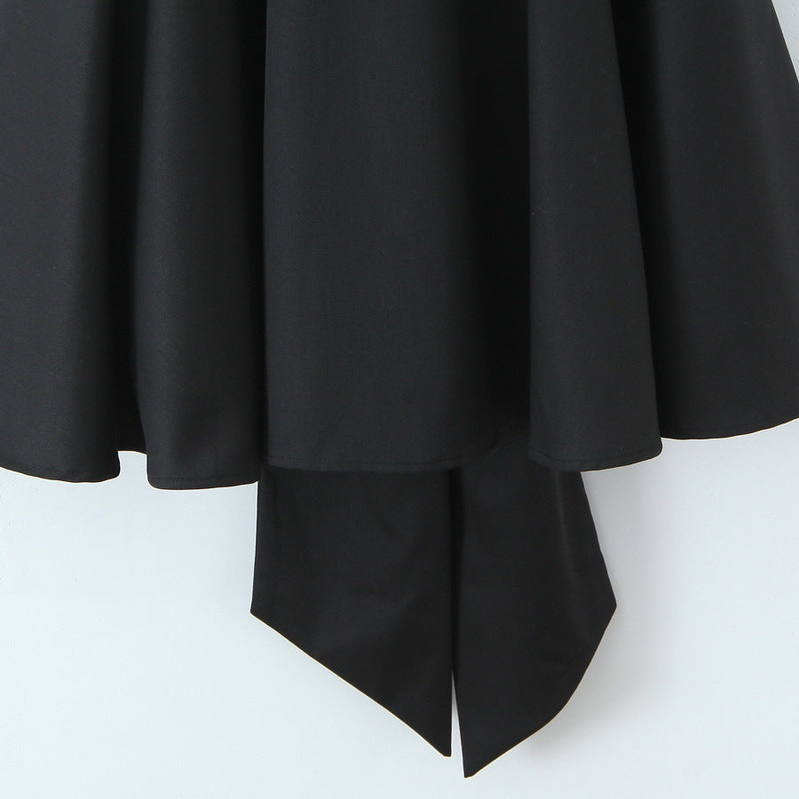 Bella Bow-Back Flared Skater Mini Dress in Classic Black