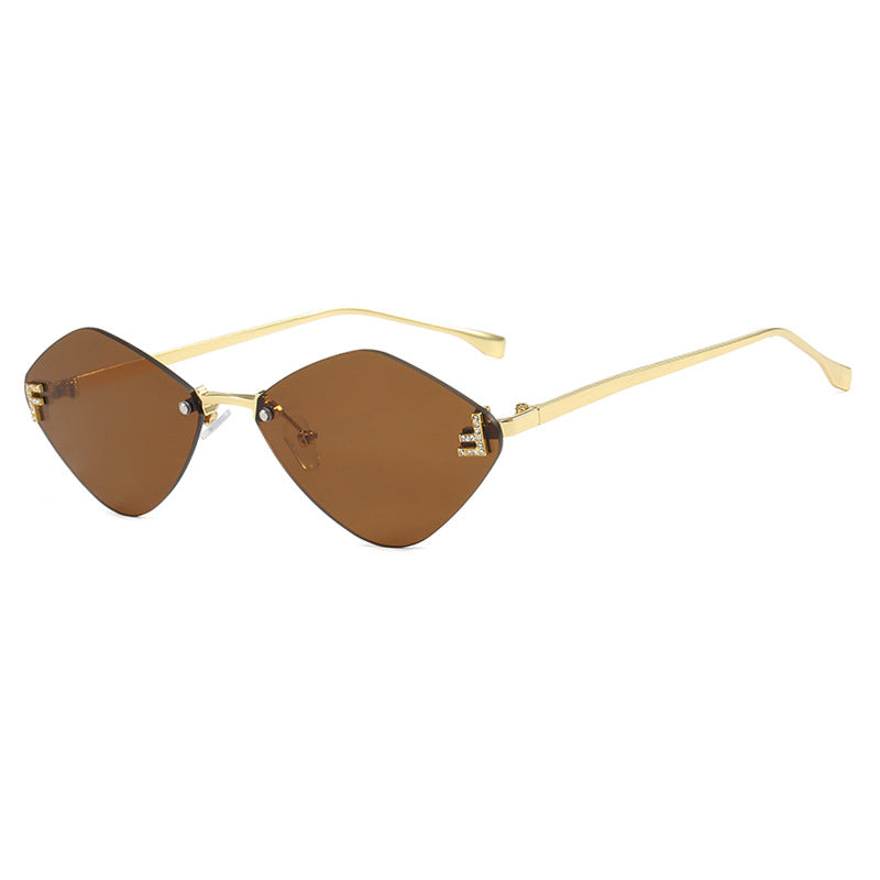 Frameless diamond shaped sunglasses