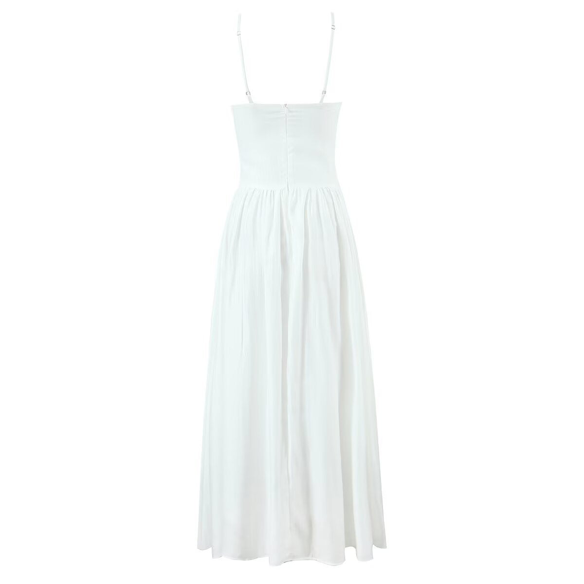Lisa Waist-Cinching Lace-Trimmed Slit Long Dress