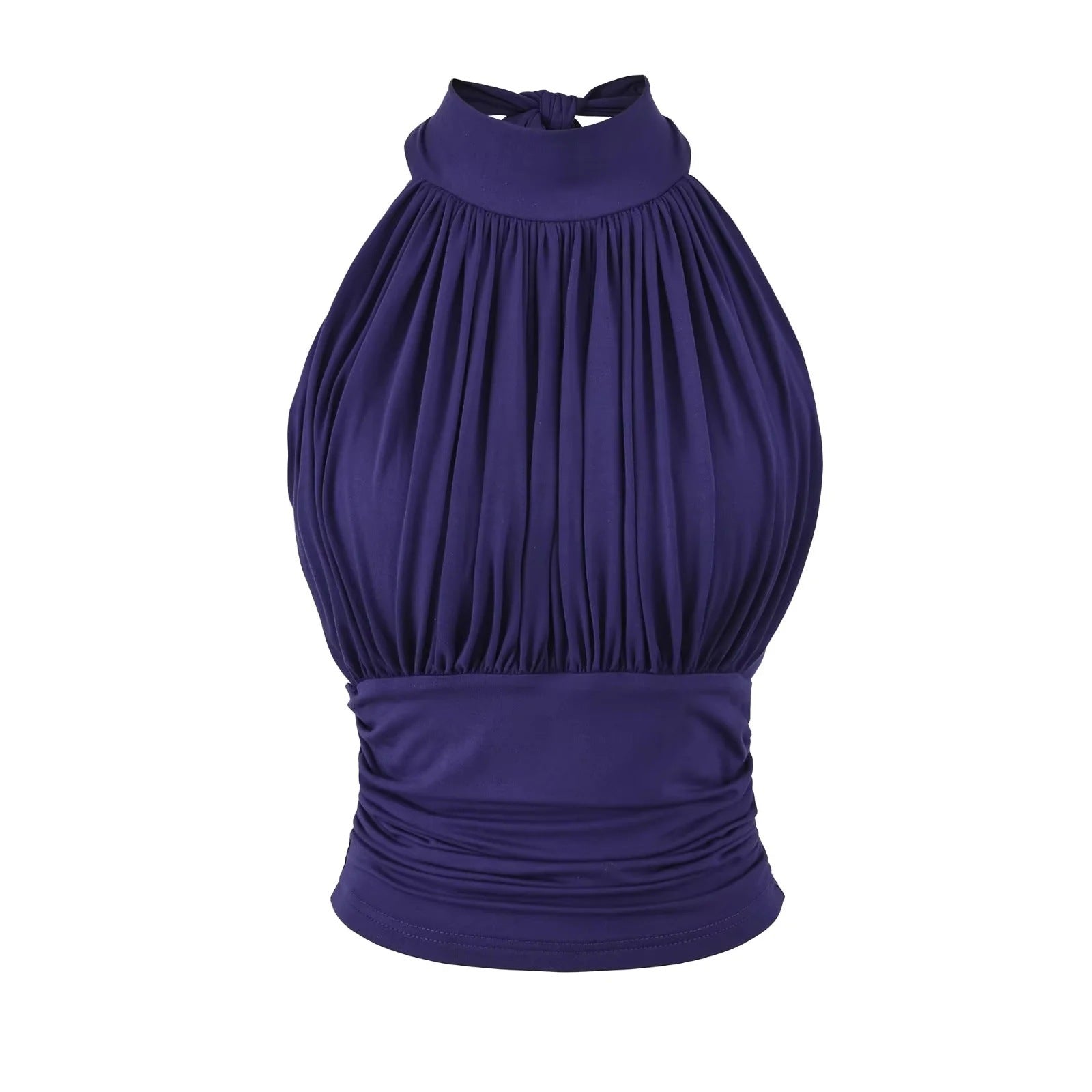 Amara Pleated Halter Neck Top with Ruched Waist with chest cushion