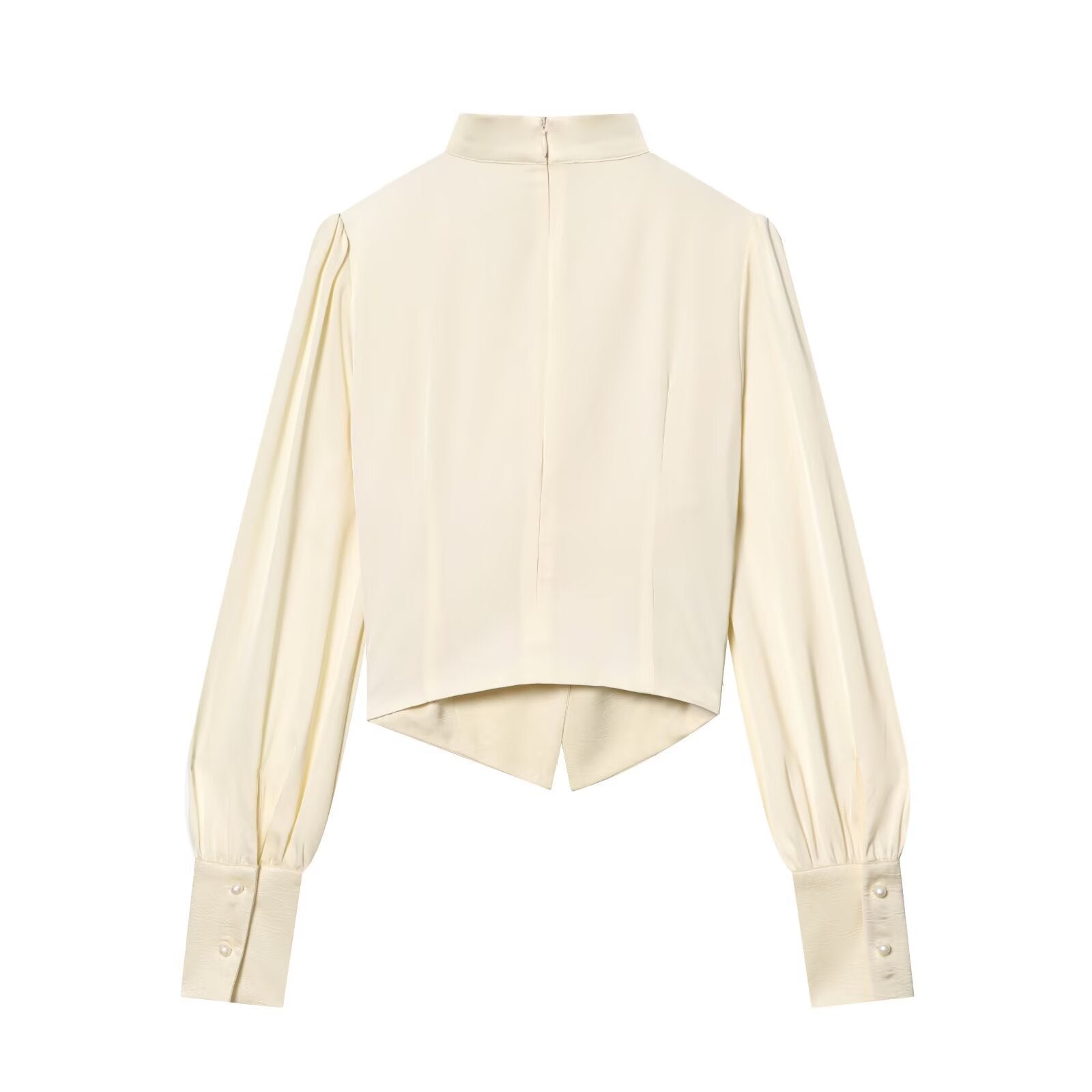 V-neck hanging neck patchwork long sleeved shirt
