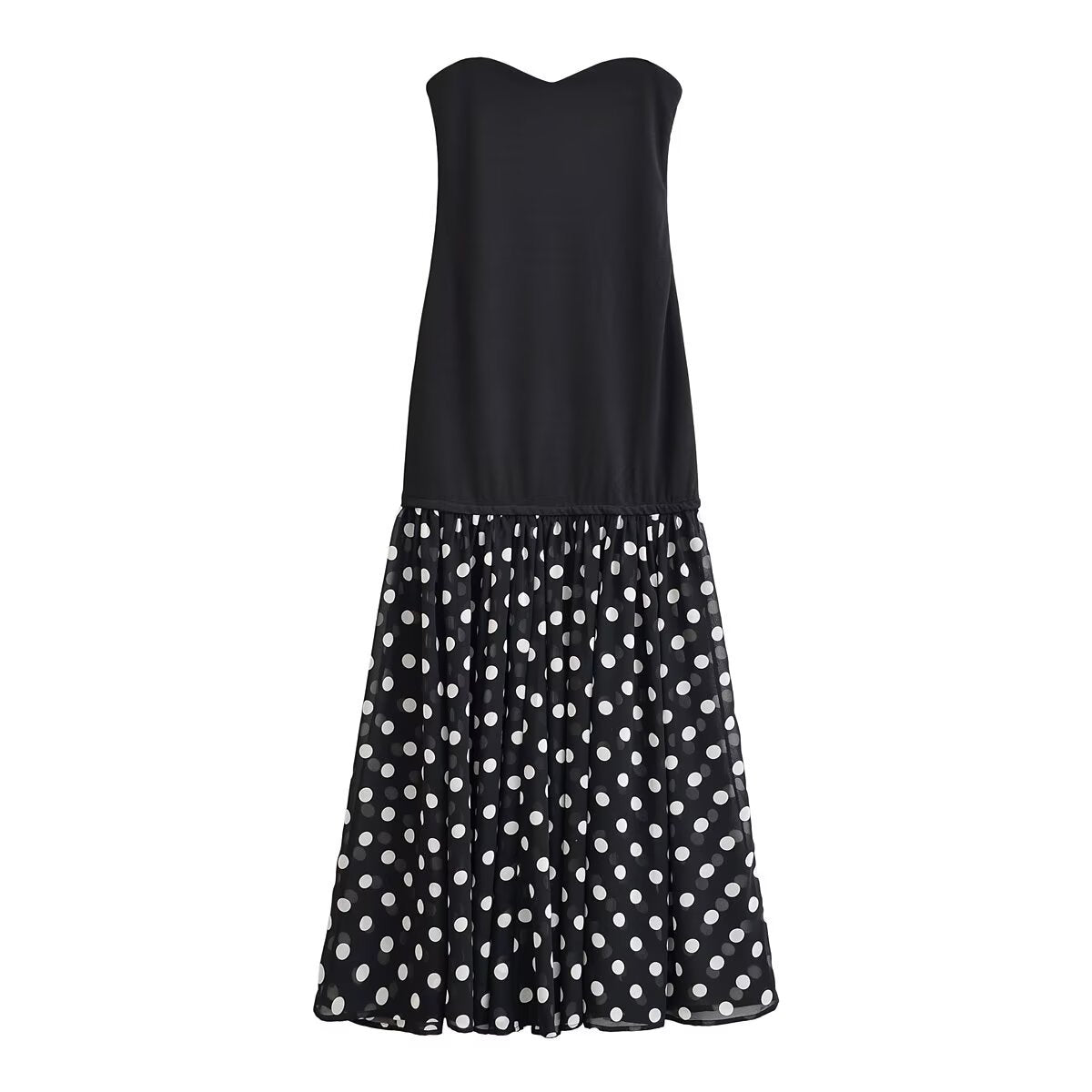 Dora Summer polka dot patchwork strapless dress