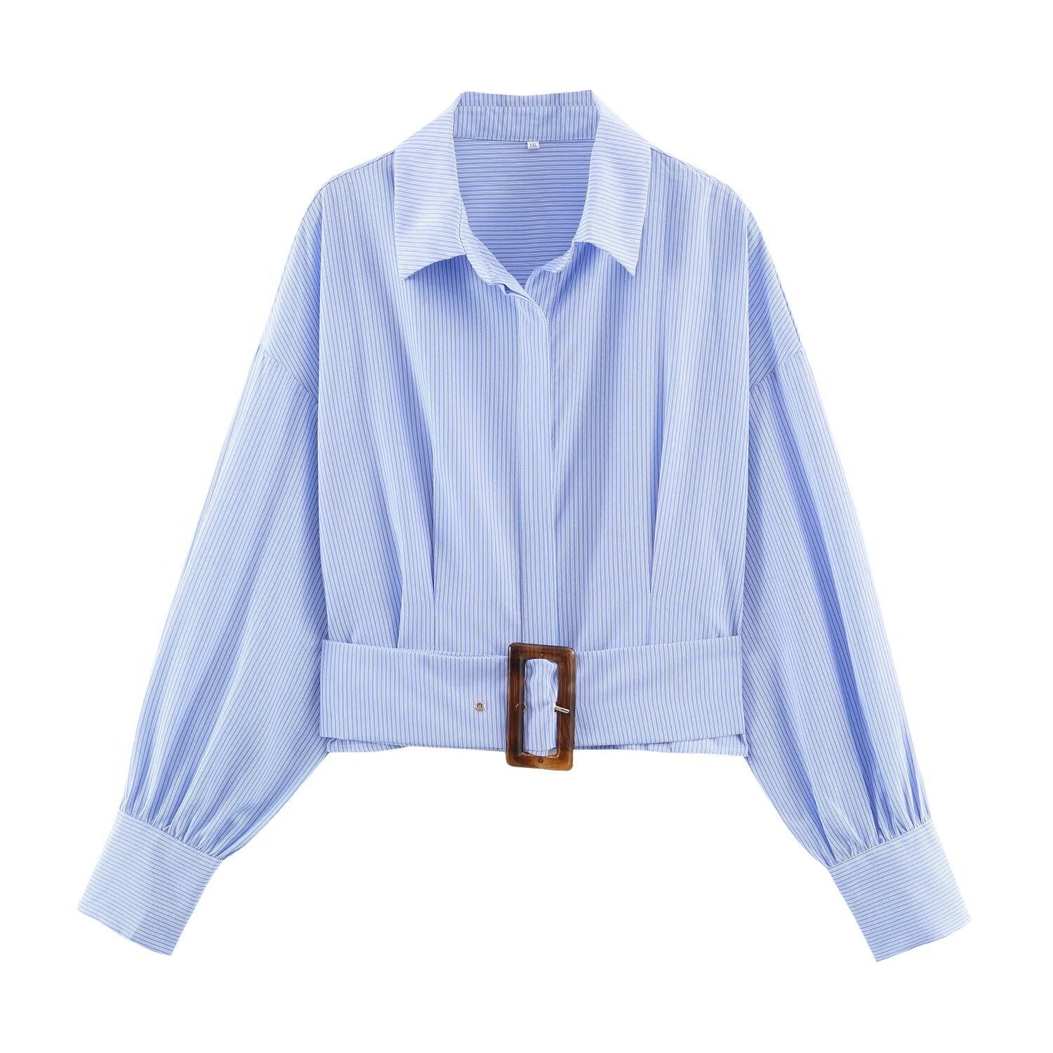 Alexa commuting waist cinching striped shirt