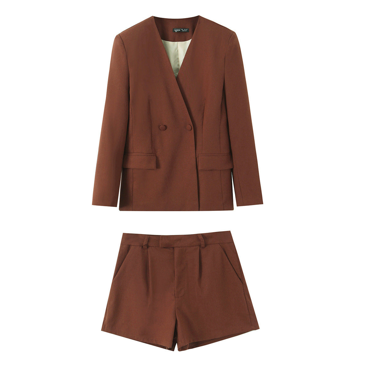 Sara Elegant linen cotton V-neck suit+shorts set