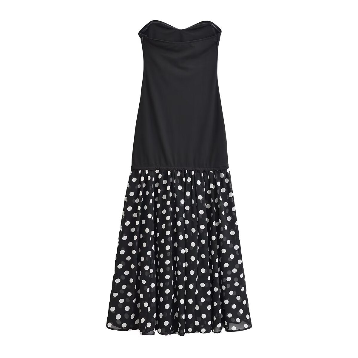 Dora Summer polka dot patchwork strapless dress