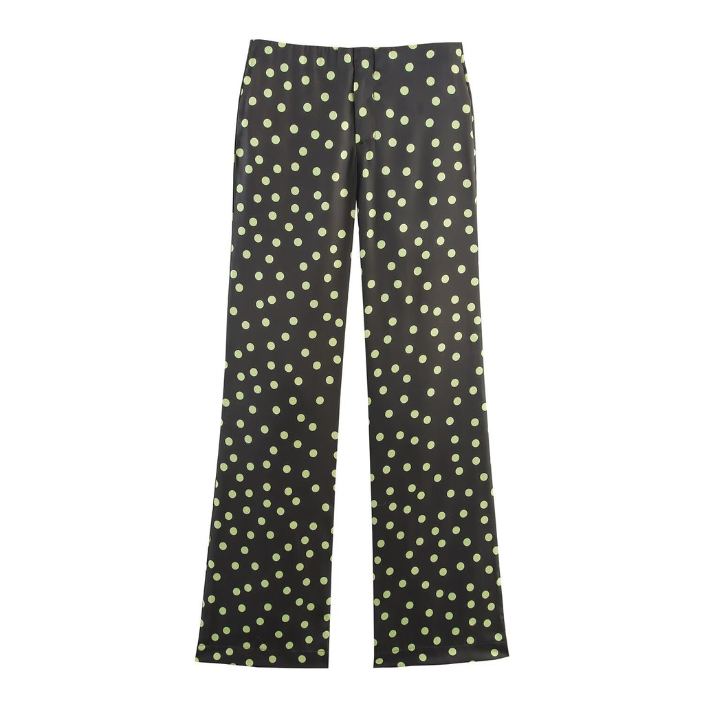 Sleeveless hanging neck collar top+flared pants