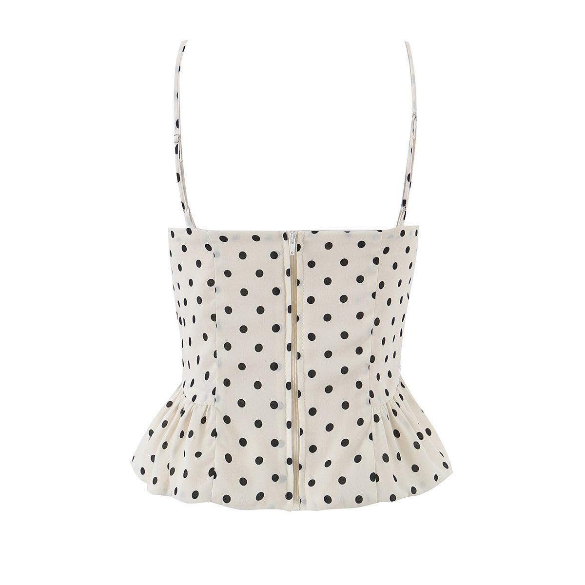 Polka Dot Ruffle Waist Cinch Strap Short Set