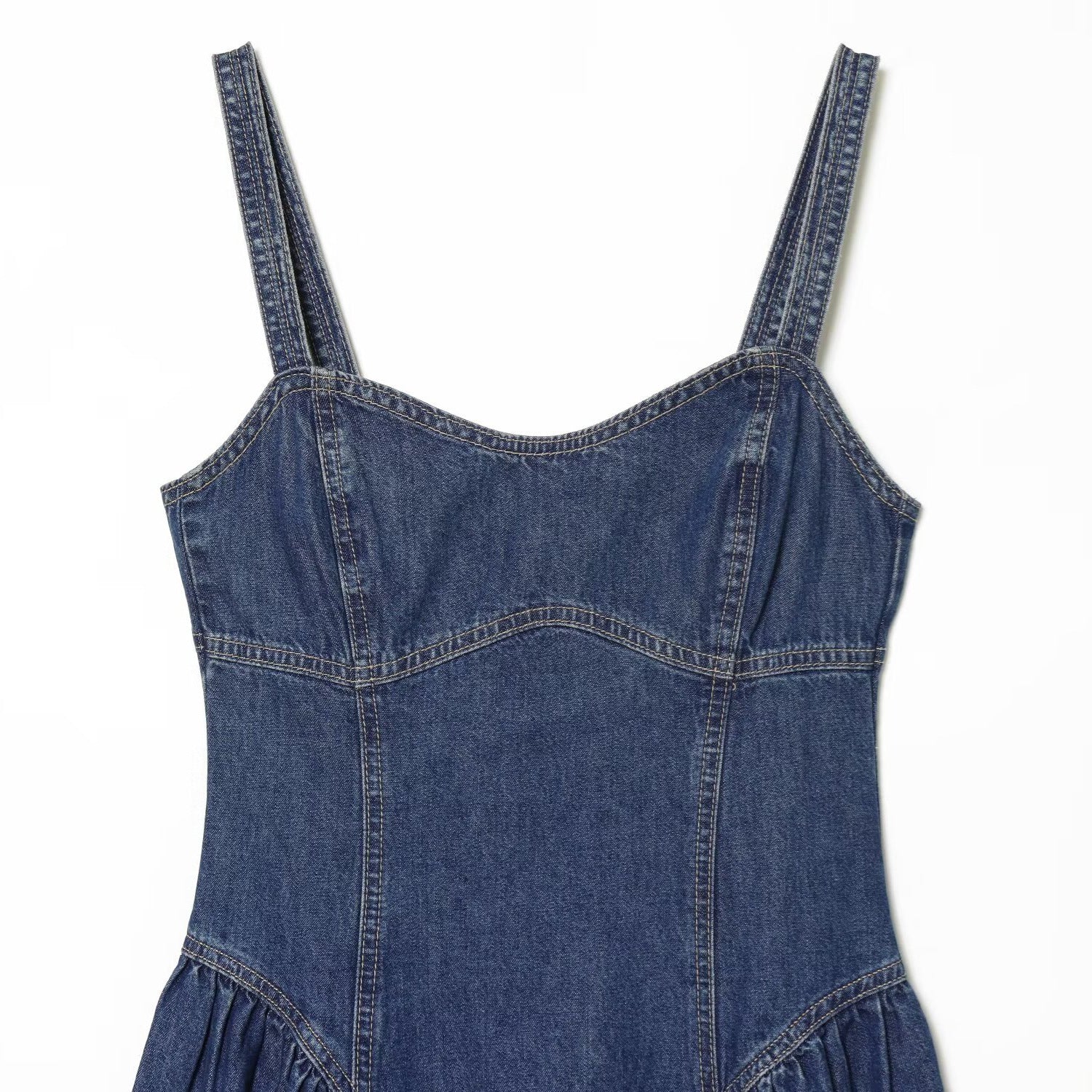 Lisa Casual flared skirt denim camisole skirt
