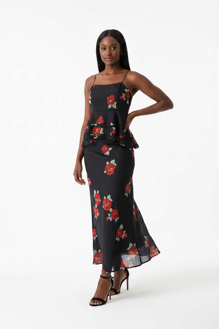 Printed top+skirt set