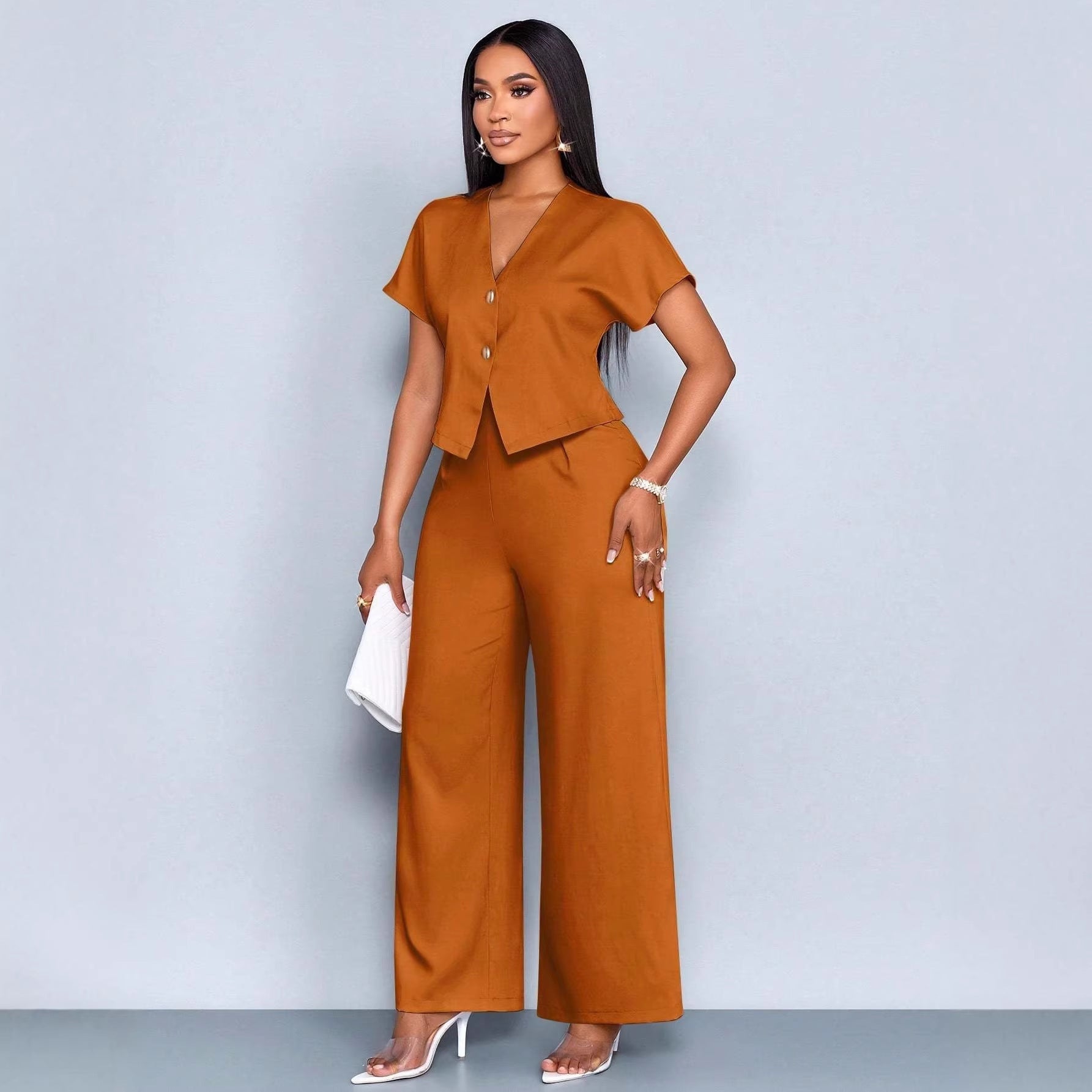 Serena High-Waist Wide-Leg & Cropped Vest Set