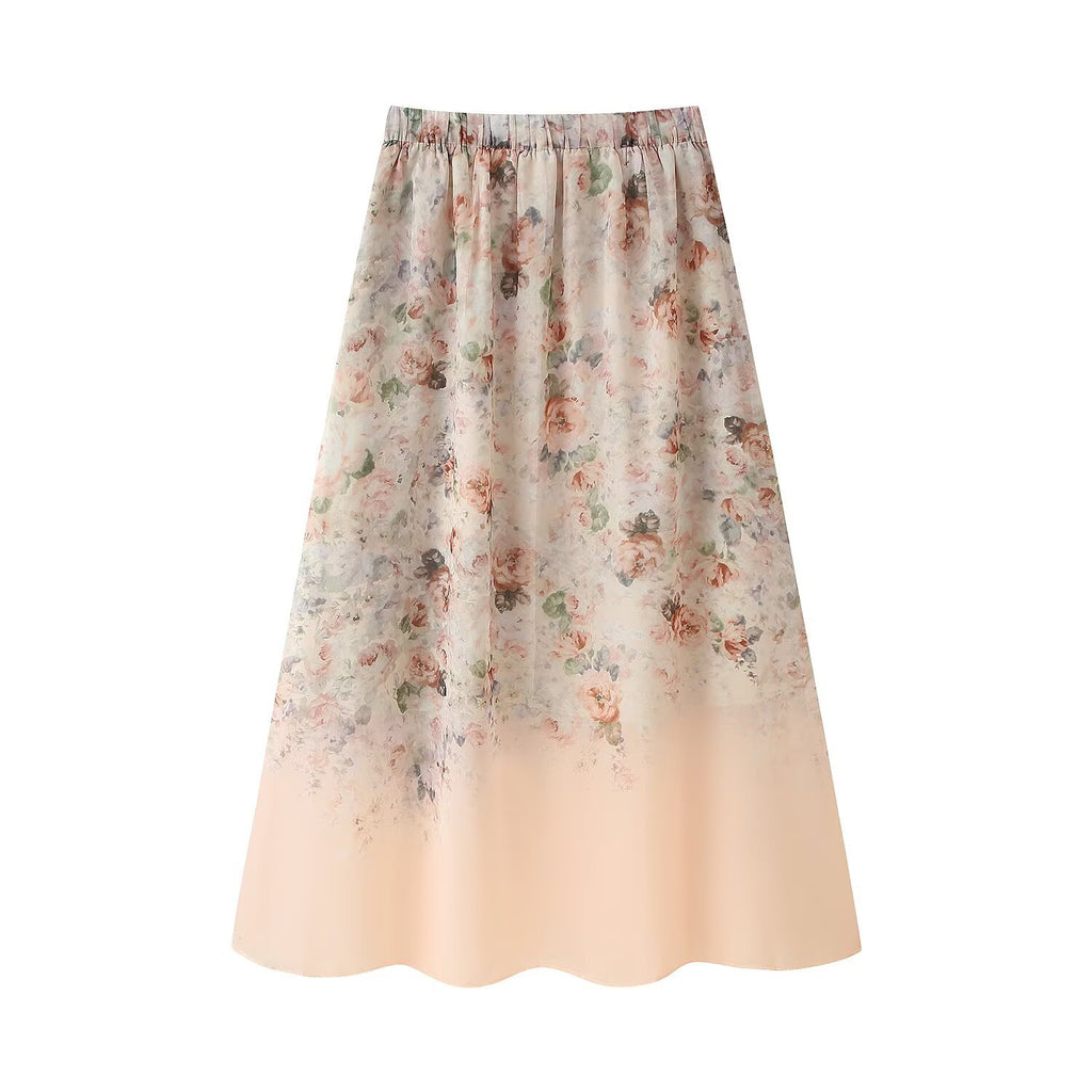 Lydia Flower print long sleeved shirt+skirt set