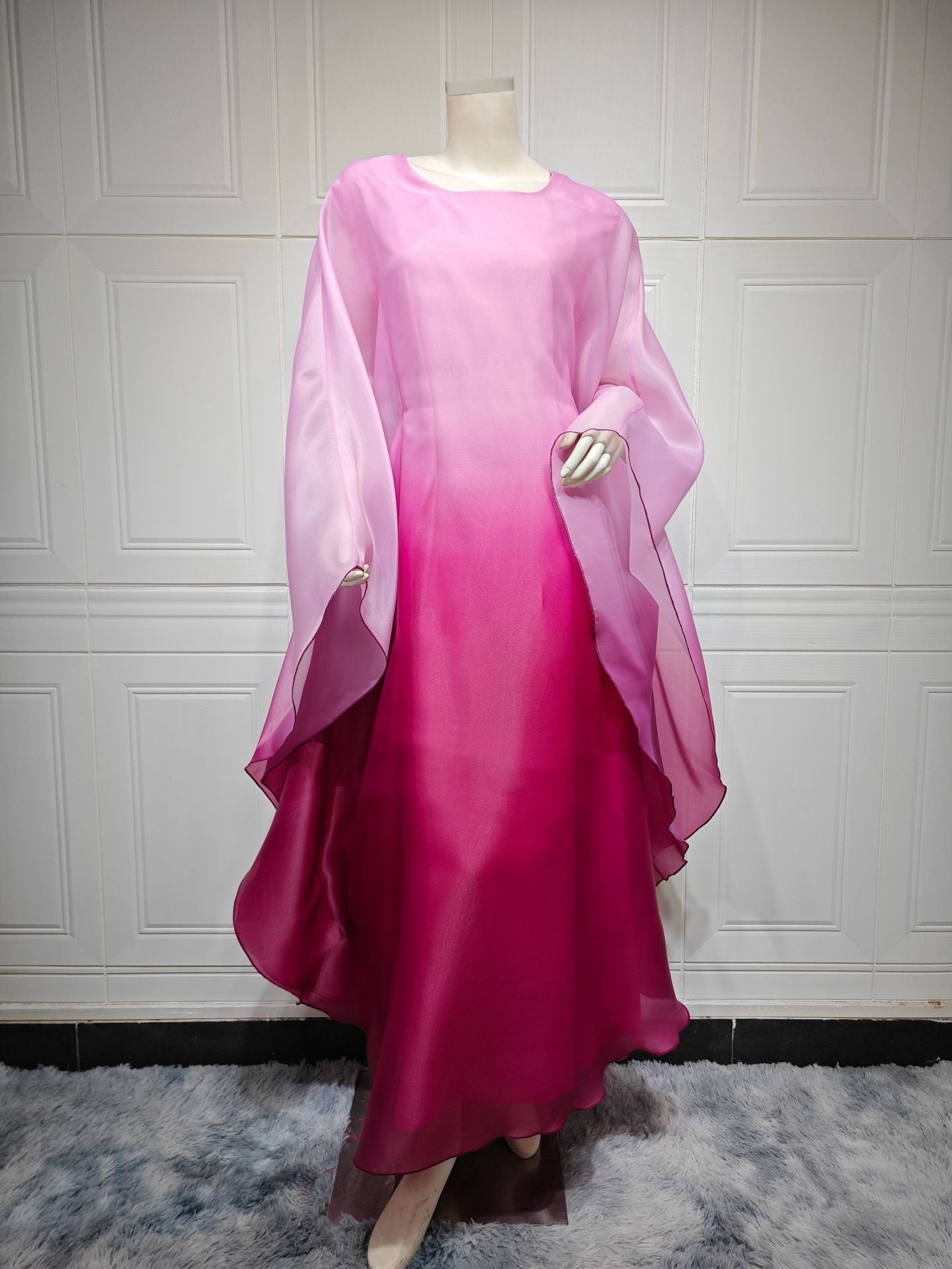 Gradient Satin  One Size Loose Fit with Cinched Waist Dress