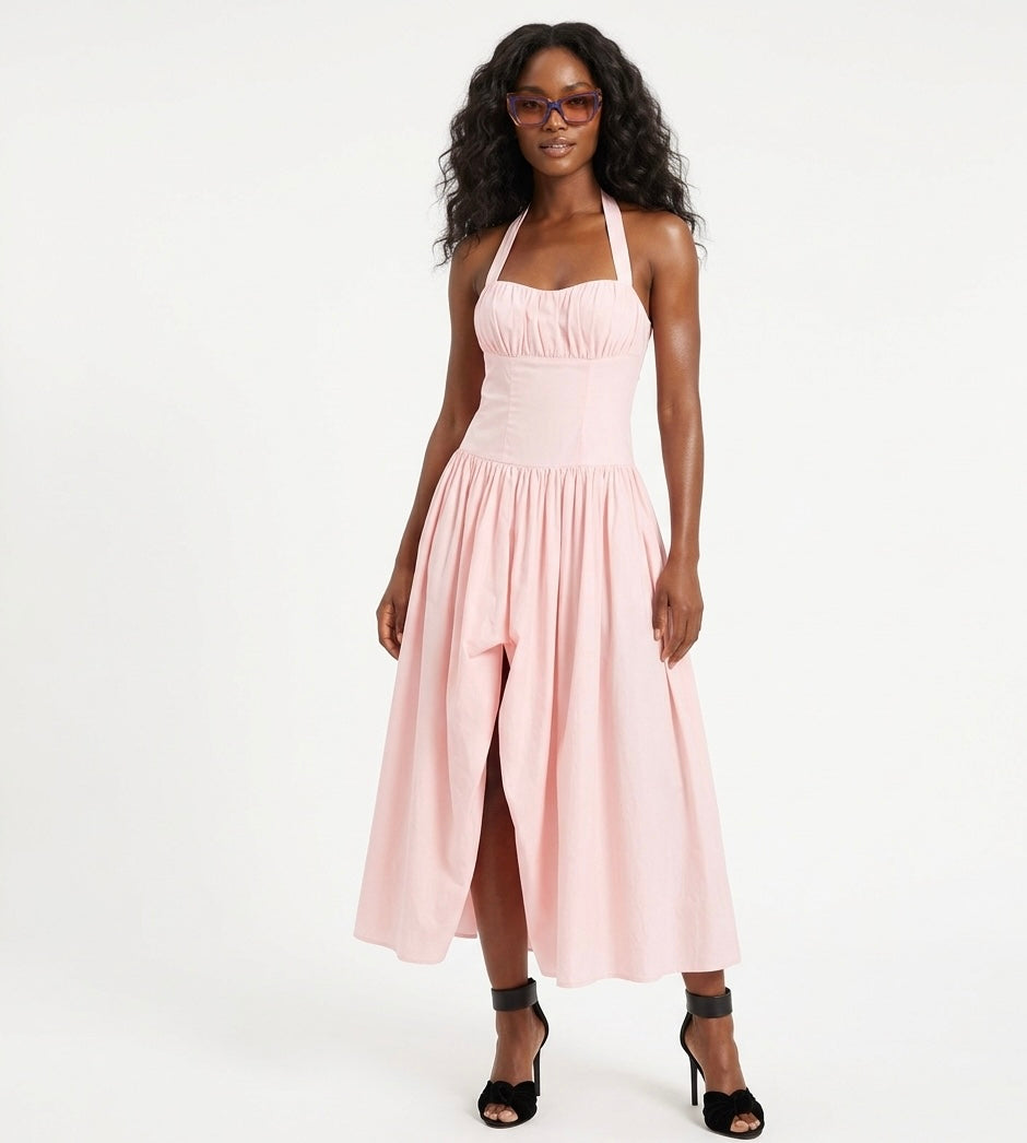 Ariel dress with hanging neck collar