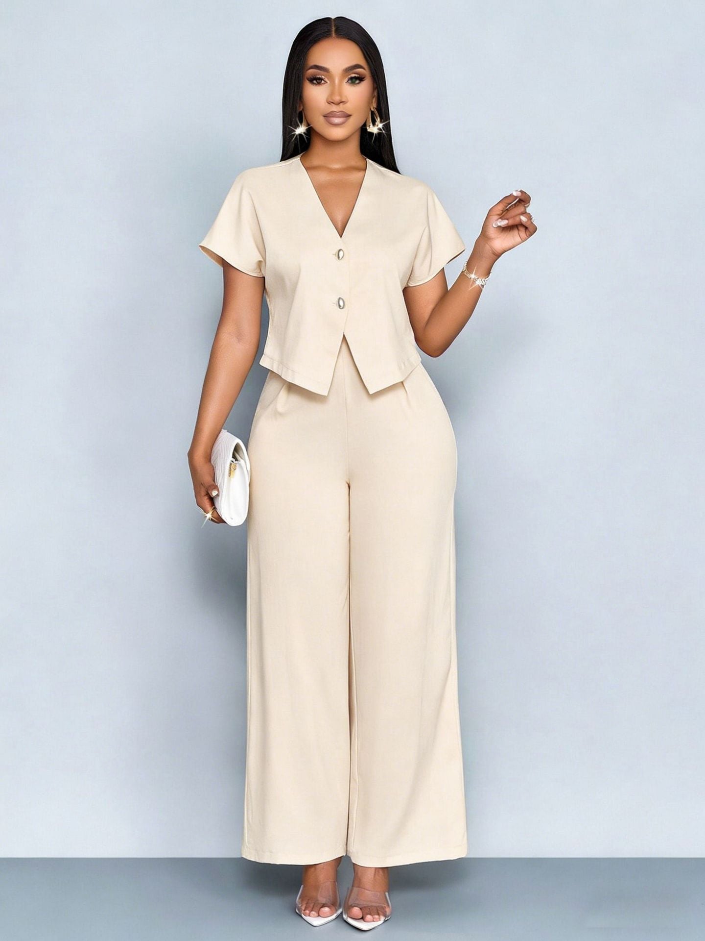 Serena High-Waist Wide-Leg & Cropped Vest Set