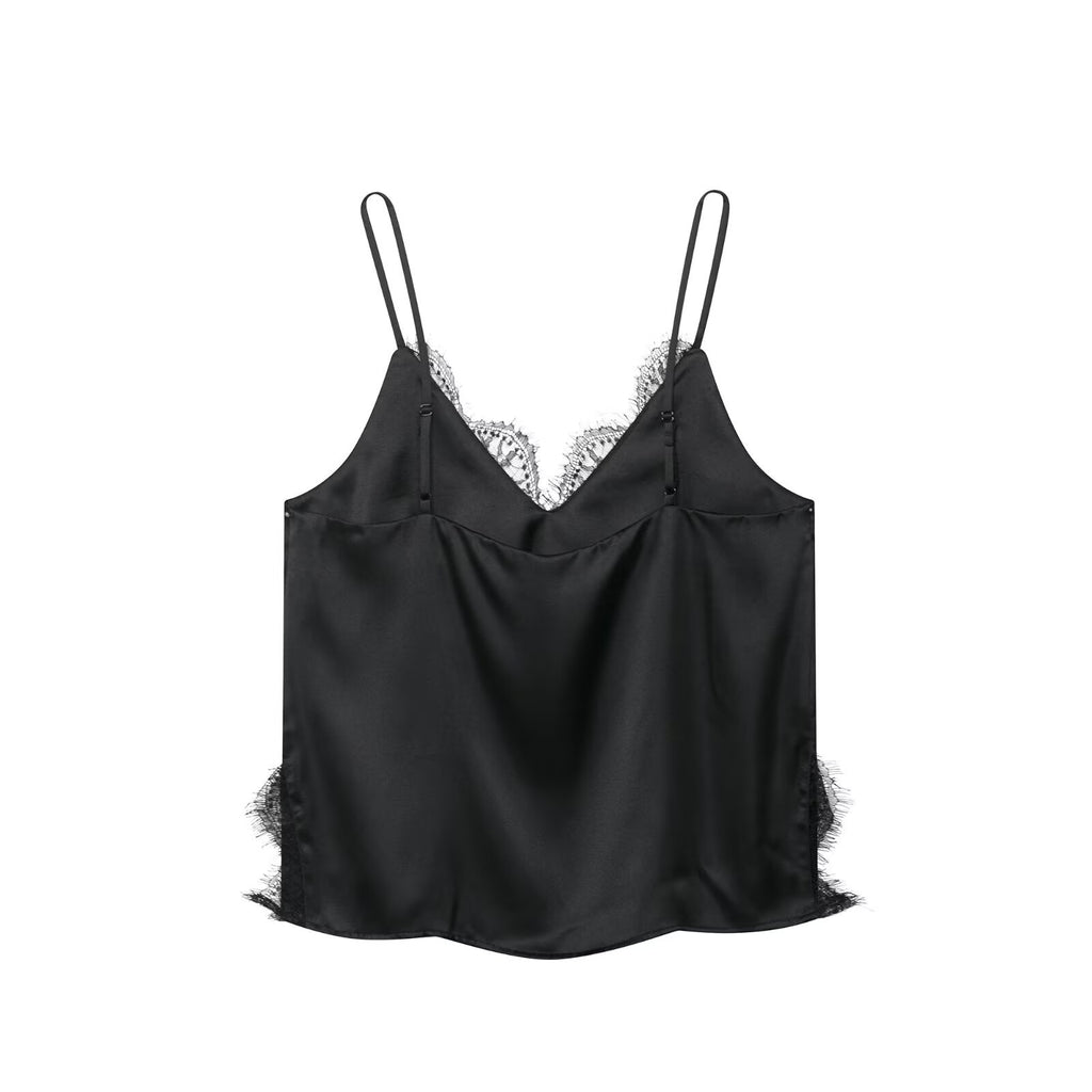 Lace trimmed top+skirt set