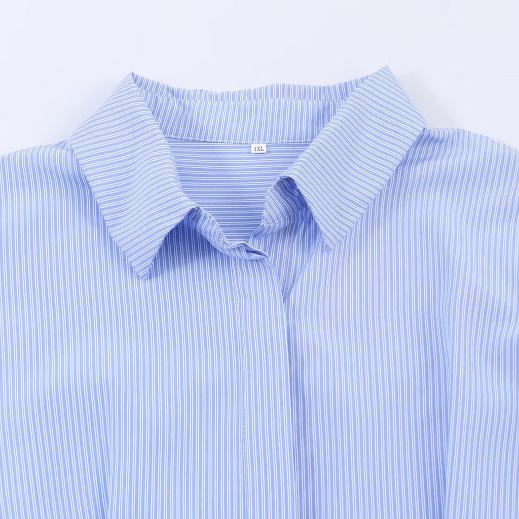 Alexa commuting waist cinching striped shirt