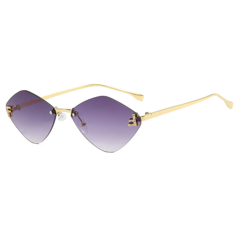 Frameless diamond shaped sunglasses