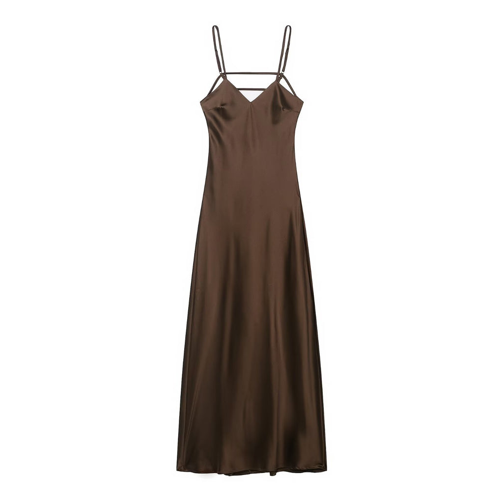 Sexy satin flute dress with embellishment