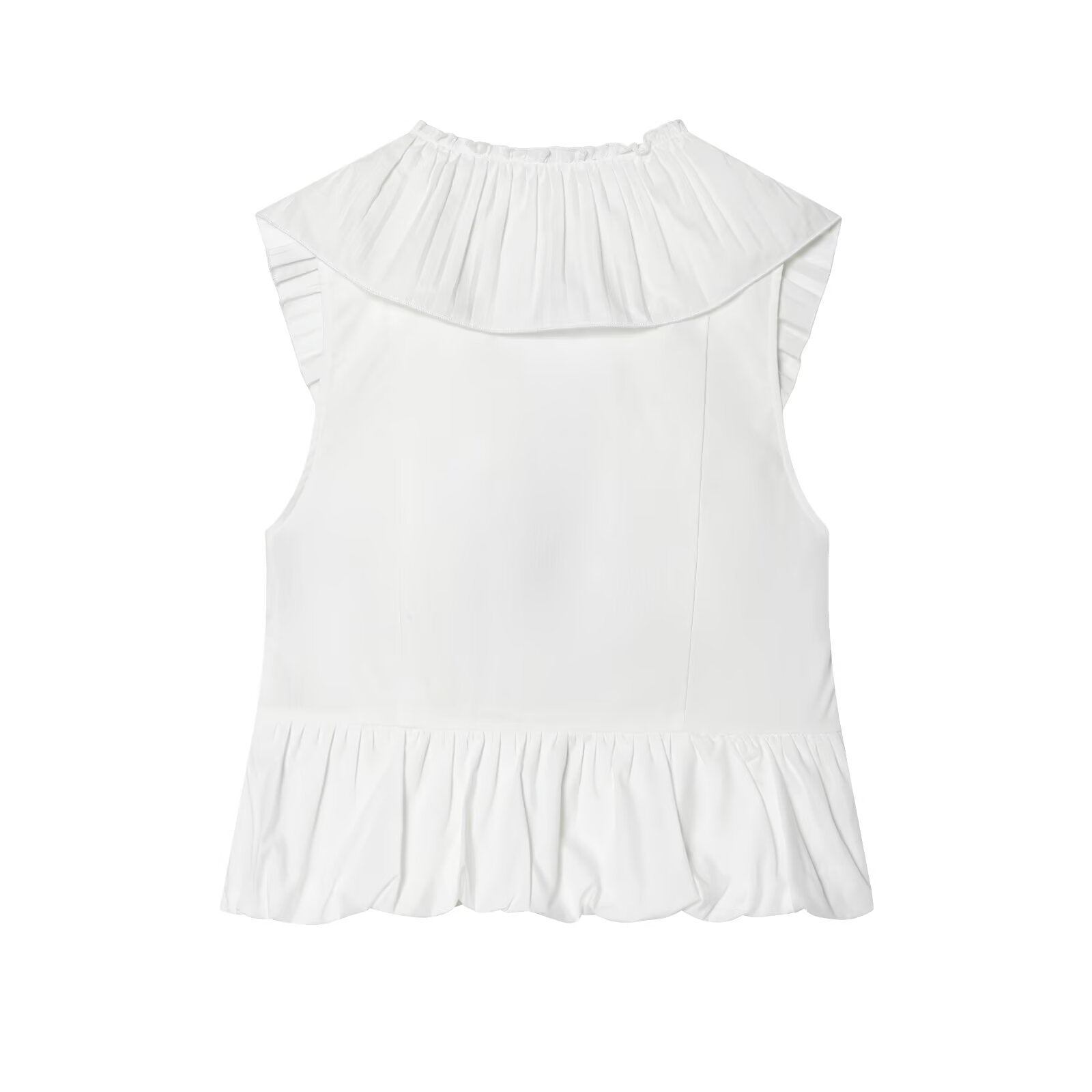 Liya Bow decoration small pleated layered sleeveless top