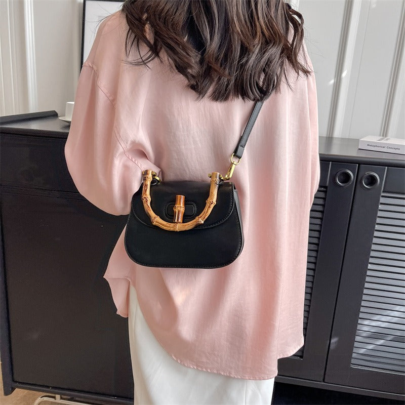 Mary Handheld bamboo shoulder retro saddle bag